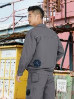 夏季纯棉焊工空调服带风扇的衣服男降温工地耐烫薄款工作服工装 - 图片 2