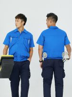 夏季短袖带风扇衣服降温工作服男款空调服工地劳保服充电制冷衣服 - 图片 3